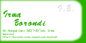 irma borondi business card